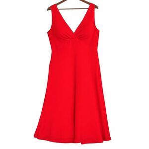 Plaza South Red Dress Size 18 Sleeveless V Neck Midi A Line Zip Cocktail Party